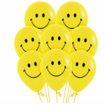 Yellow Smiley Party Balloons (12 Pcs)