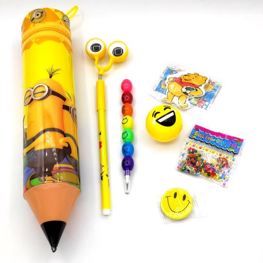 Big Pencil Style Zip Box With 5 Cute Items - For Boys