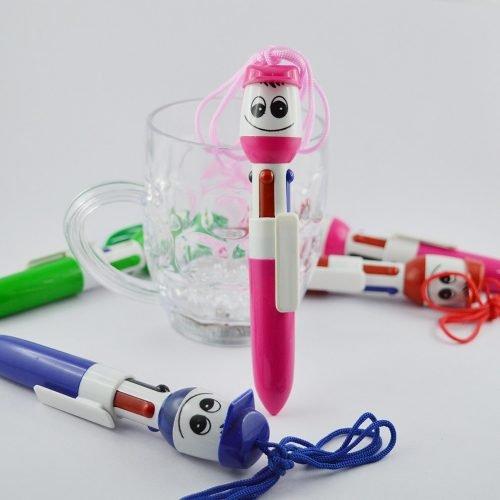 Smiley Face 4 In One Ball Pen With Cord Birthday Return Gift
