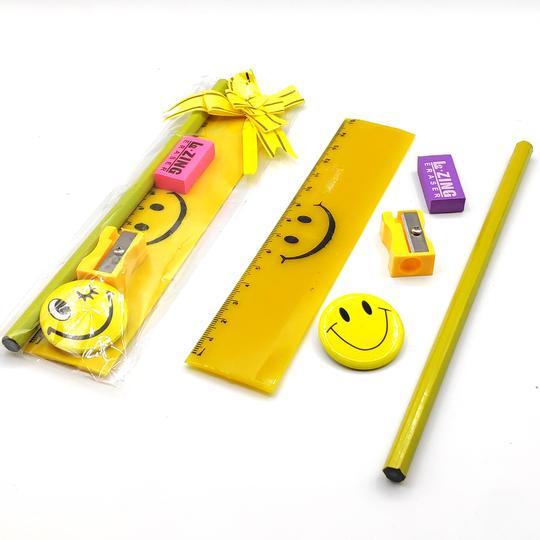 Yellow Smiley Stationery Gift Set - 5 in 1