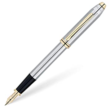 Cross Townsend 506 Medalist Fountain Pen Medium – Chrome With Gold Trims