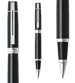 Sheaffer 300 Glossy Black Ballpoint Pen with Chrome-Plated Trim