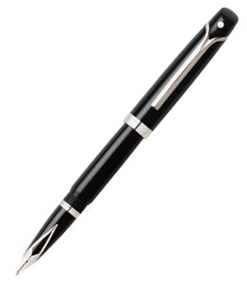 Sheaffer Valor 9351 Fountain Pen, Palladium Plate Trim with Cartridge - Black Acrylic Finish