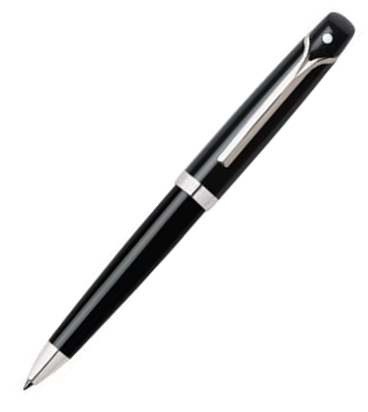 Sheaffer Valor 9351 Ball Point Pen, Palladium Plate Trim with Refill, Black Acrylic Finish