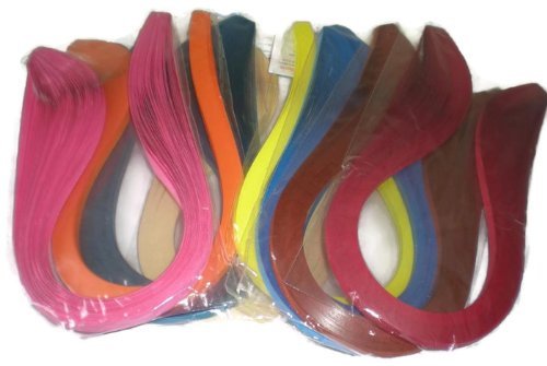 1200 Quilling Strips of 10 Different Colors 5mm Size - 12 Packets of 100 Strips Each