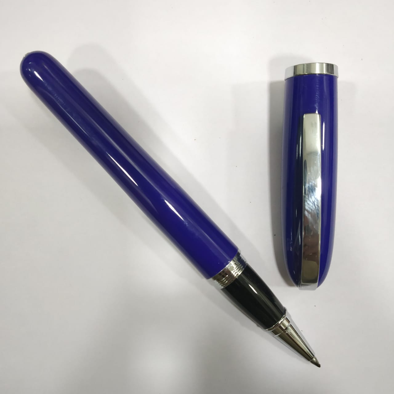 79 Lacquered Blue Rollerball Pen with Chrome Trim Baoer No 