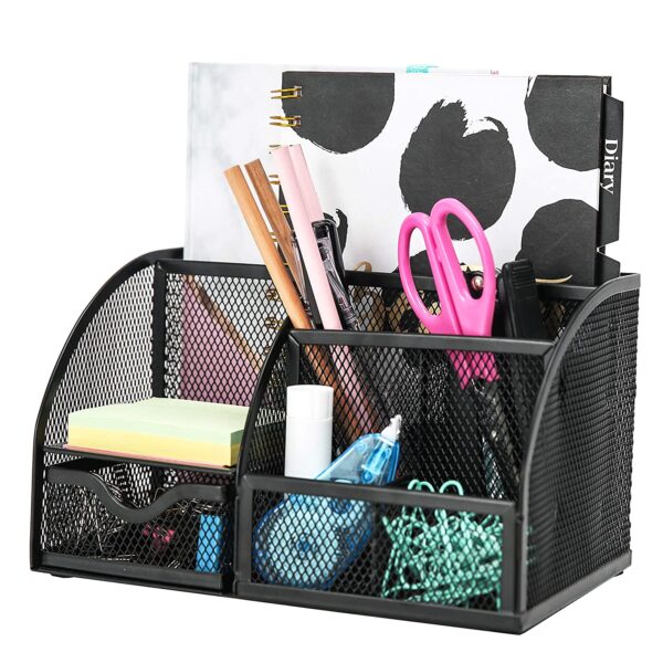 5 Compartment Desk Organiser Pen Stand Pencil Holder Stationary Storage Organizer for Home, Office, Students, and Study Table