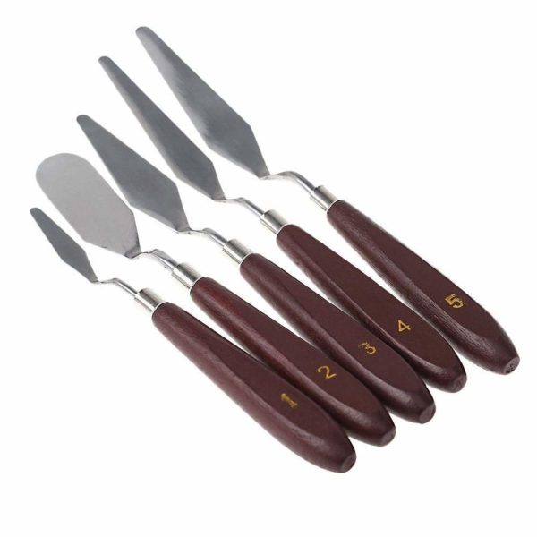 Kingart Stainless Steel Artists Palette Knife Set, Painting Mixing Scraper, Set of 5 Unique Shapes