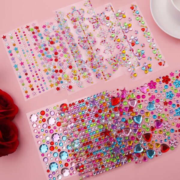 Multicolored Design Stone Crystal Shaped Stickers for Craft Decoration Project