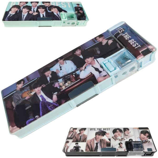 Magnetic Pencil Box for Kids, BTS Army Theme Pencil Case for Kids Stationary Organizer Pencil Box