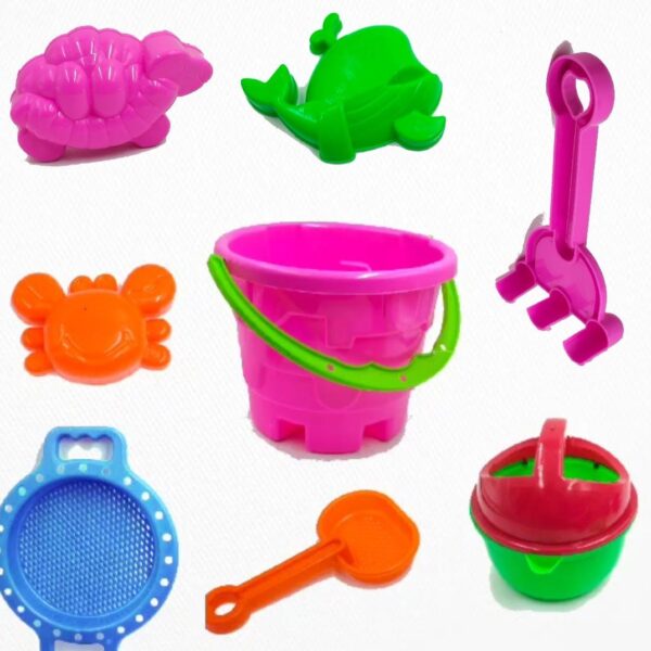 Beach Sand Toys Castle Play Set with Fish, Crab Moulds for Kids & Toddlers, Useful for Gardening & Outdoor Tool Kit (JCB Construction Theme), Multicolor